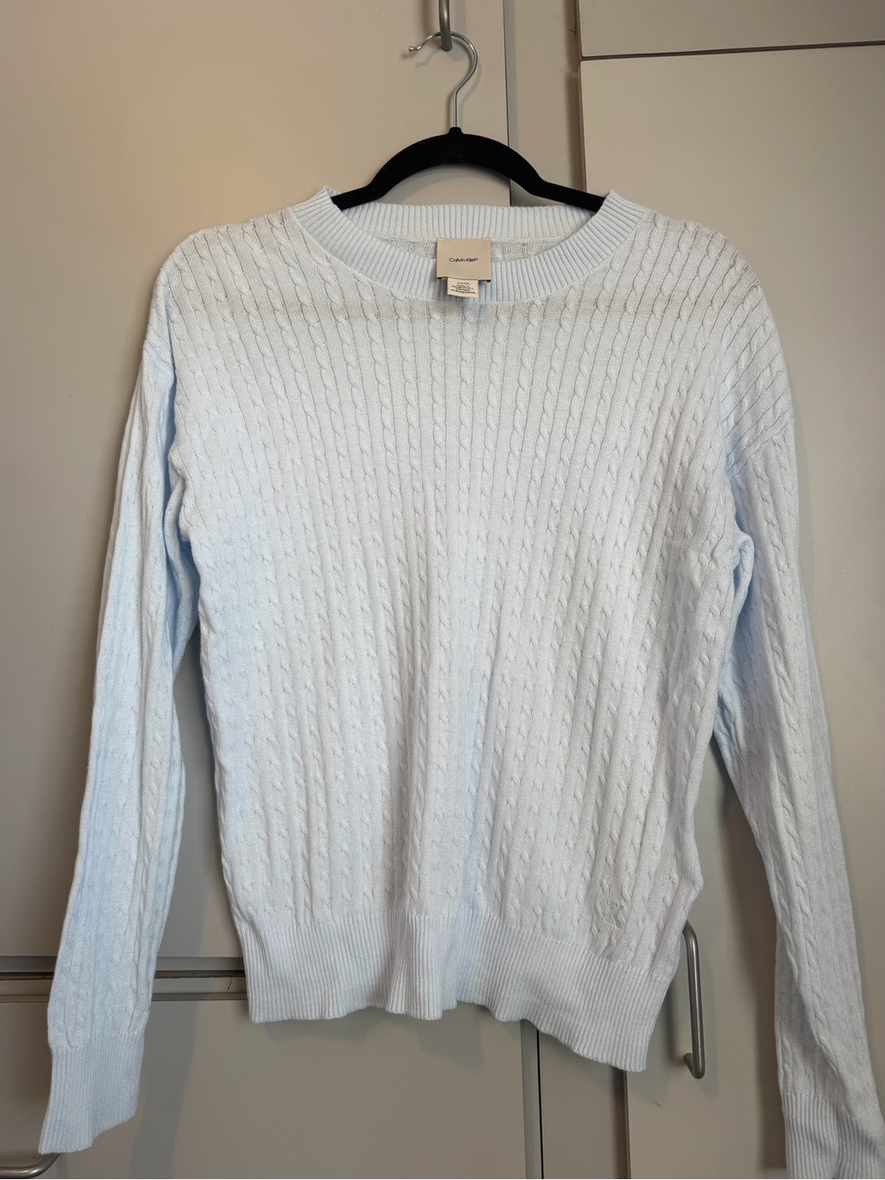 Calvin Klein Light Blue Cable Crewneck Sweater